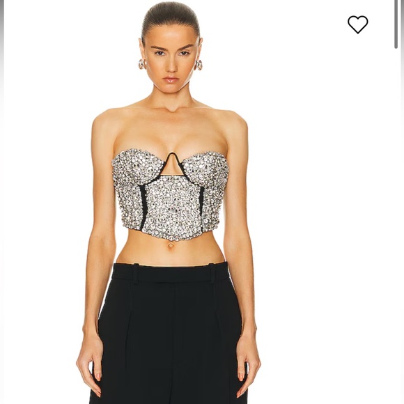 $1995 AREA Crystal Embroidered Bustier Top Black size XS See Measure On Picture - Picture 15 of 15